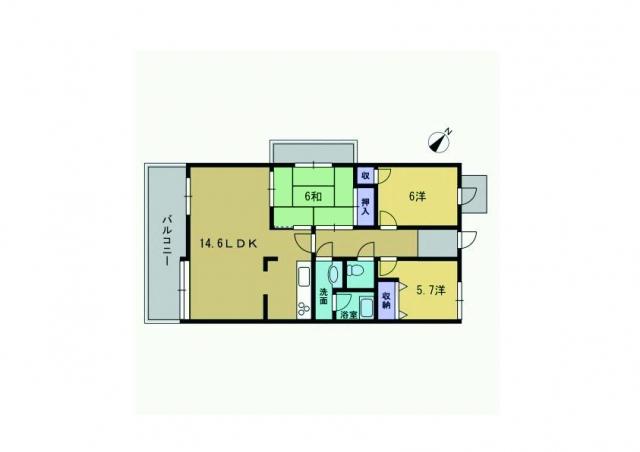 Floor plan. 3LDK, Price 14.8 million yen, Occupied area 72.65 sq m , Balcony area 10 sq m