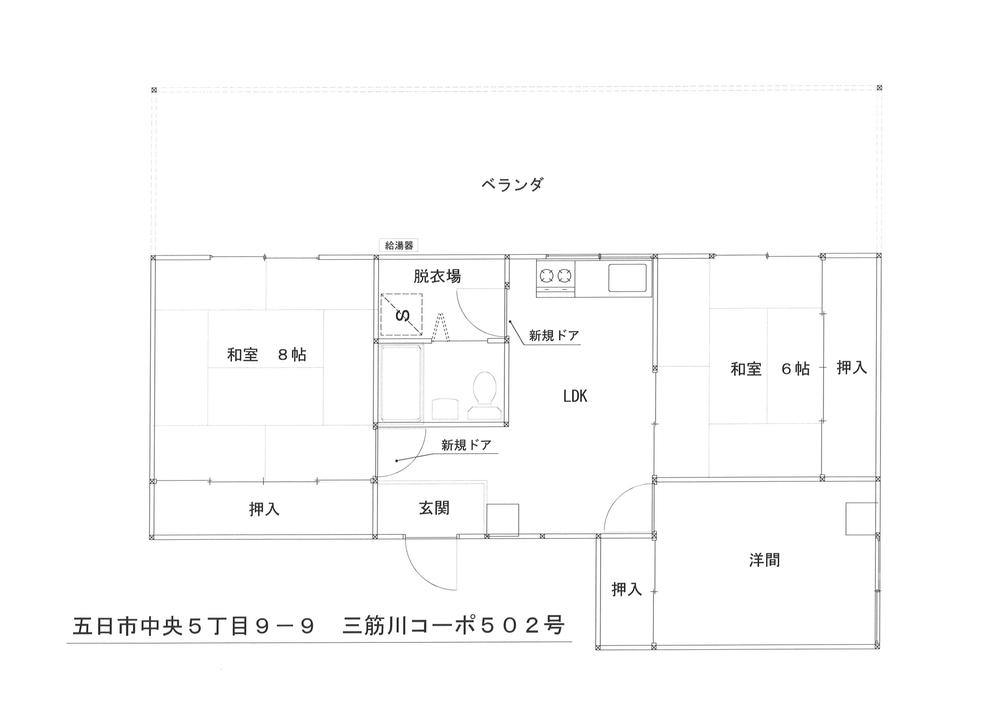 Floor plan. 3LDK, Price 6.8 million yen, Occupied area 57.16 sq m , Balcony area 25 sq m
