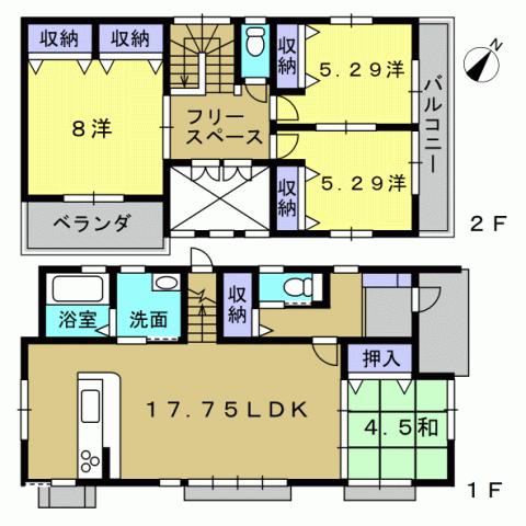 Floor plan. 22,900,000 yen, 4LDK, Land area 142.43 sq m , Building area 102.68 sq m 4LDK