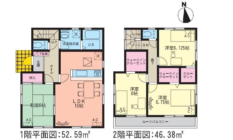 Floor plan. 24,900,000 yen, 4LDK, Land area 152.35 sq m , Building area 98.97 sq m second floor there is a large closet in all rooms