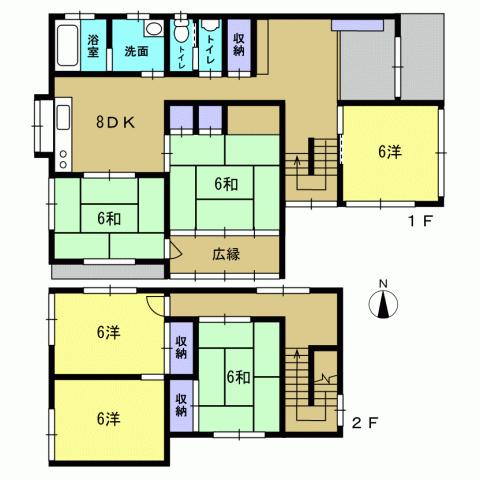Floor plan. 23.5 million yen, 6DK, Land area 198.12 sq m , Building area 137.03 sq m 6DK