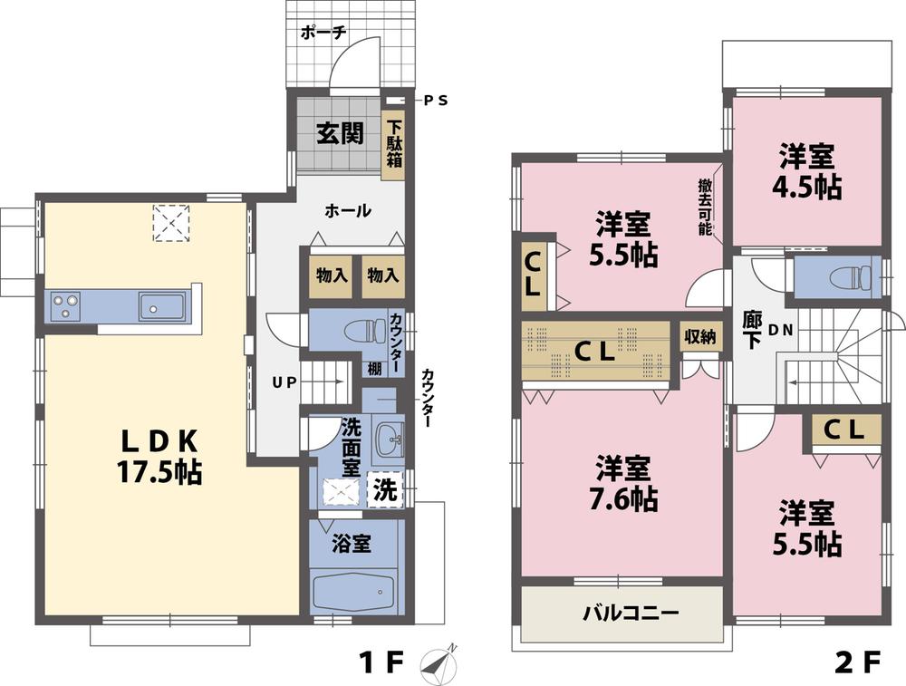 Floor plan. Price 22,980,000 yen, 4LDK, Land area 105.82 sq m , Building area 99.18 sq m