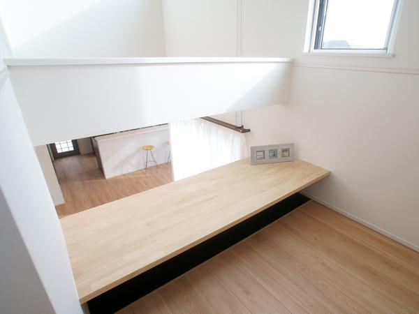 Other introspection. Overlooking the living room from above,  Skip stage with counter. 