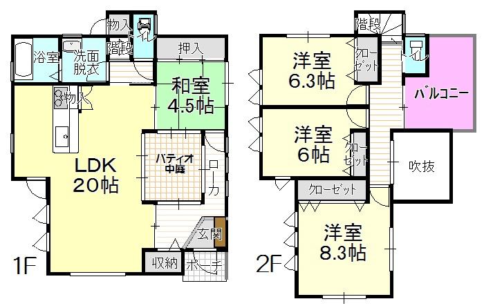 Floor plan. 41,700,000 yen, 4LDK, Land area 168.69 sq m , Building area 111.95 sq m