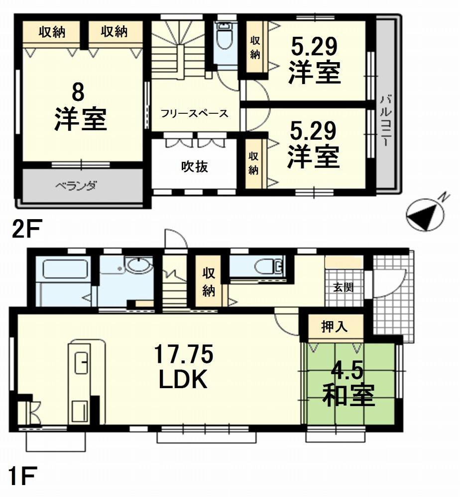 Floor plan. 22,900,000 yen, 4LDK, Land area 142.43 sq m , Building area 102.68 sq m