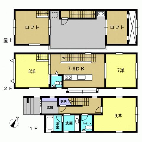 Floor plan. 27,900,000 yen, 3DK, Land area 79.98 sq m , Building area 98.54 sq m 3DK