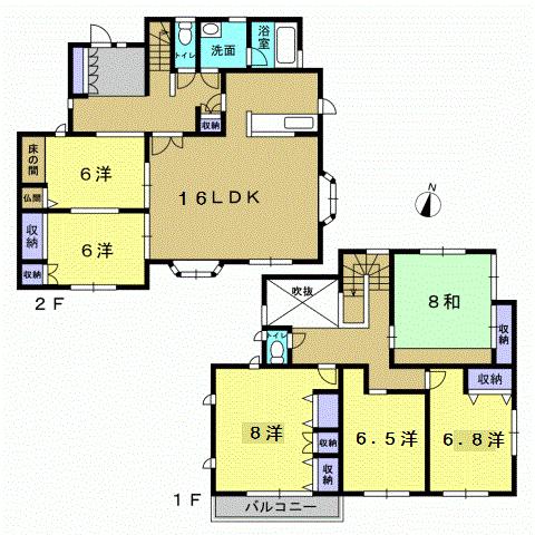 Floor plan. 24,950,000 yen, 5LDK + S (storeroom), Land area 214.41 sq m , Building area 162.3 sq m 5LDK + S