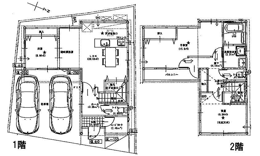 Floor plan. 27.3 million yen, 3LDK, Land area 95.97 sq m , Building area 91.04 sq m