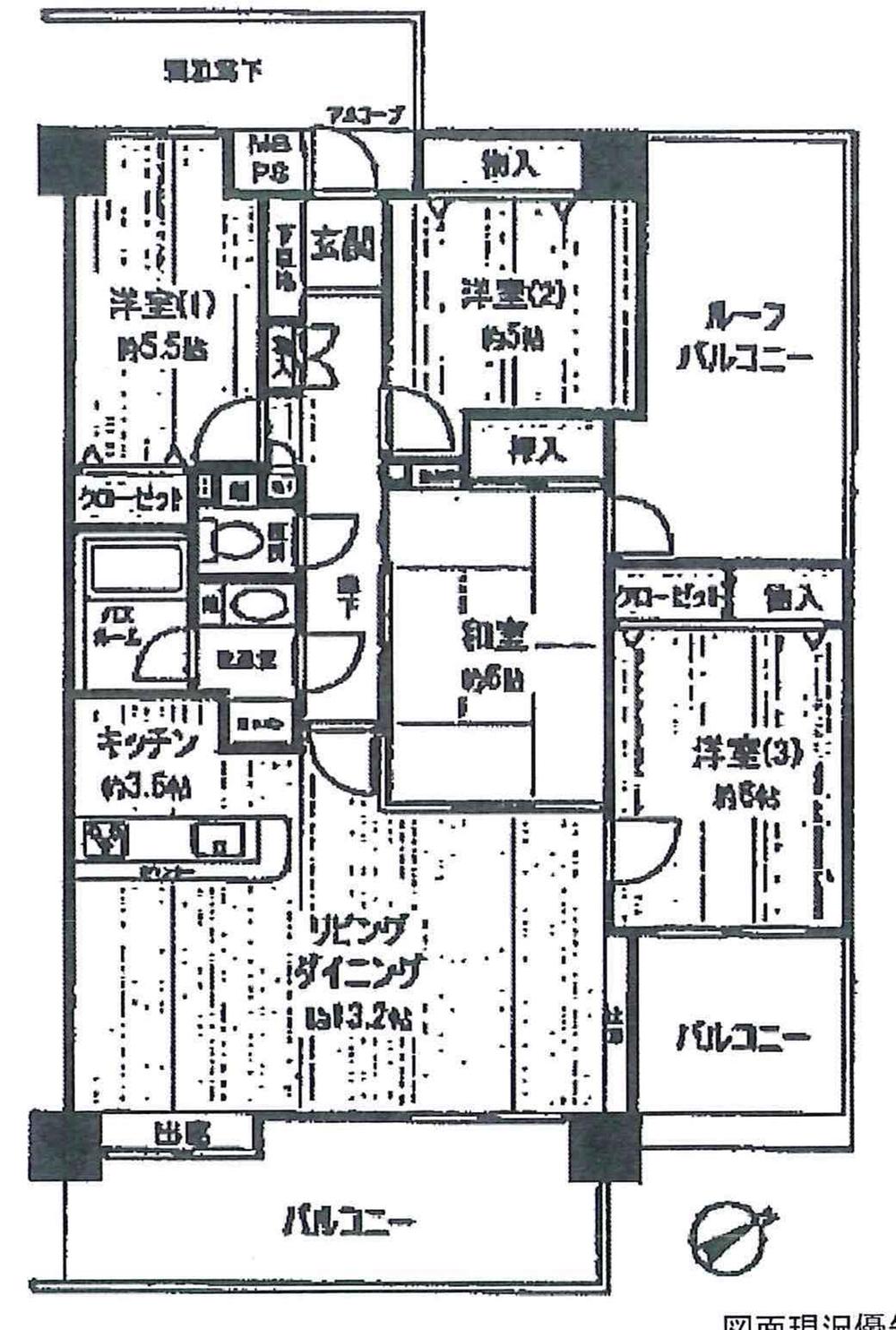 Floor plan. 4LDK, Price 17.8 million yen, Occupied area 85.65 sq m , Balcony area 12.8 sq m