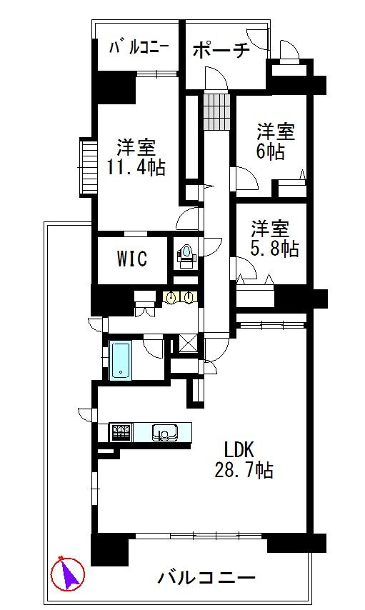Floor plan. 3LDK, Price 31 million yen, Footprint 119.72 sq m , Balcony area 34.35 sq m floor plan