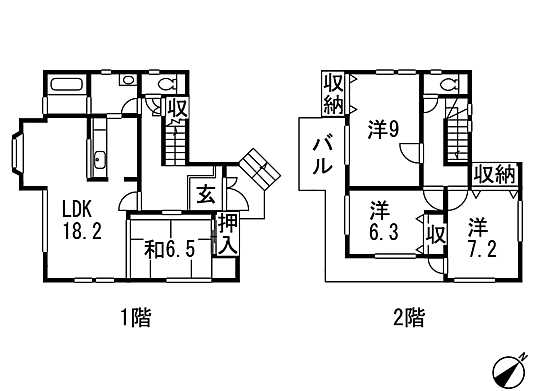 Floor plan. 21.5 million yen, 4LDK, Land area 183.47 sq m , Building area 119 sq m 4LDK