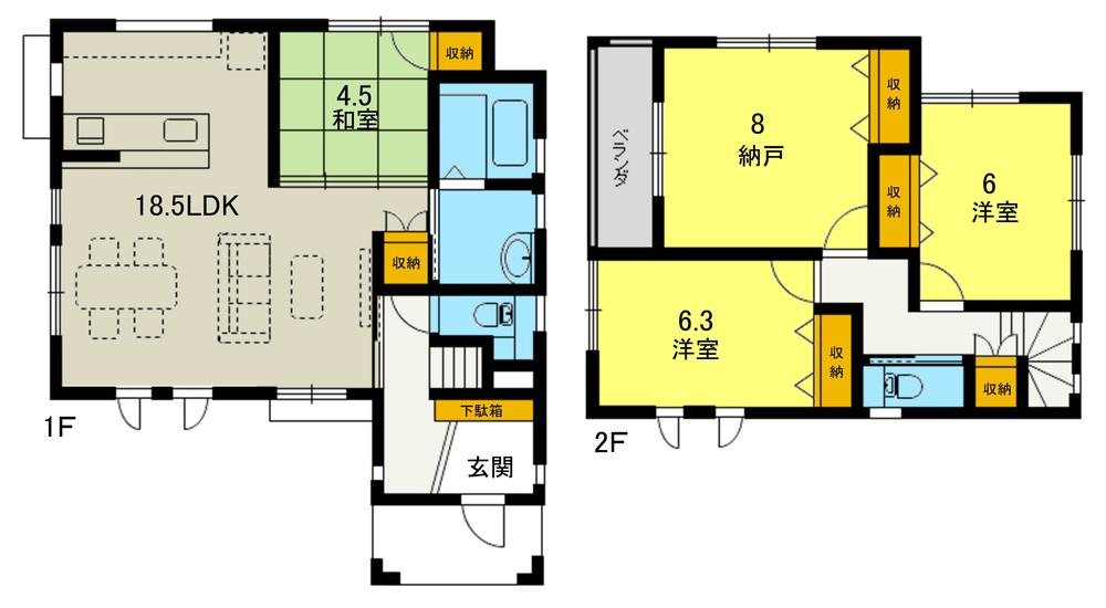 Floor plan. 33,500,000 yen, 4LDK, Land area 121.6 sq m , Building area 101.95 sq m