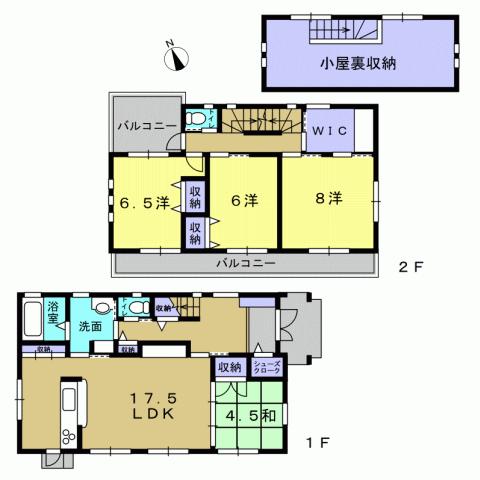 Floor plan. 28,100,000 yen, 4LDK, Land area 188.89 sq m , Building area 108.22 sq m 4LDK