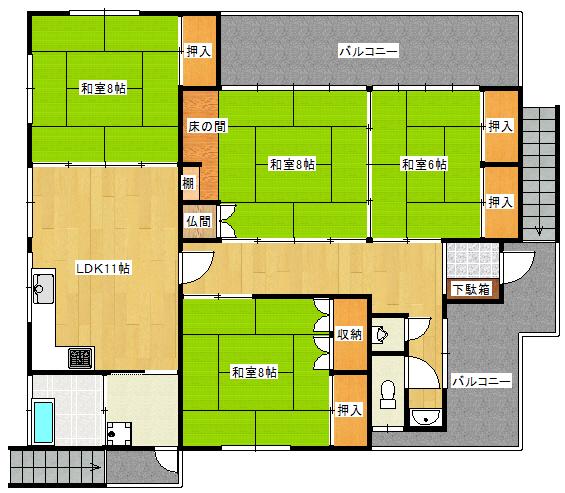 Floor plan. 13,900,000 yen, 4LDK, Land area 225.07 sq m , Building area 111.21 sq m