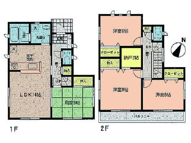 Floor plan. 15.8 million yen, 4LDK, Land area 162.45 sq m , Building area 96.39 sq m