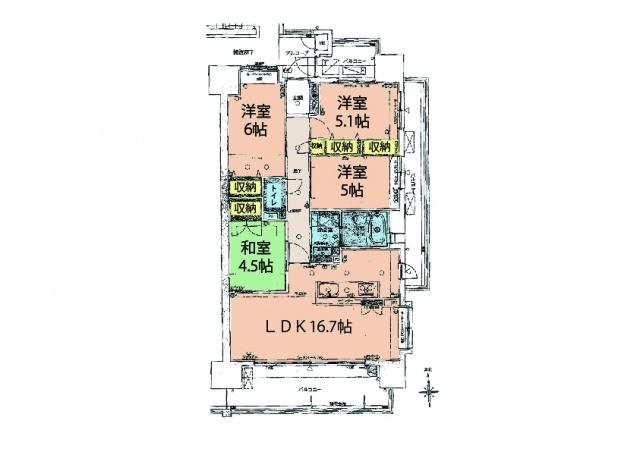 Floor plan. 4LDK, Price 30,800,000 yen, Occupied area 81.07 sq m , Balcony area 25.86 sq m