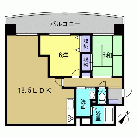 Floor plan. 2LDK, Price 15.6 million yen, Occupied area 62.37 sq m 2LDK