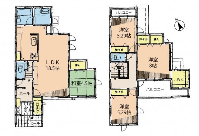Floor plan. 25,800,000 yen, 4LDK, Land area 154.11 sq m , Building area 107.64 sq m