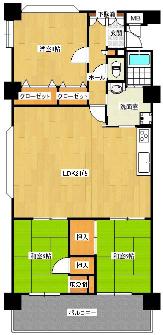 Floor plan. 3LDK, Price 12,980,000 yen, Occupied area 86.97 sq m , Balcony area 25 sq m site (October 2012) shooting