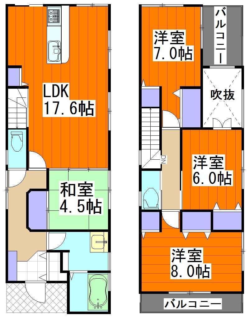 Floor plan. 25,800,000 yen, 4LDK, Land area 121.58 sq m , Through the building area 115.51 sq m living has become a floor plan to go to the second floor. 