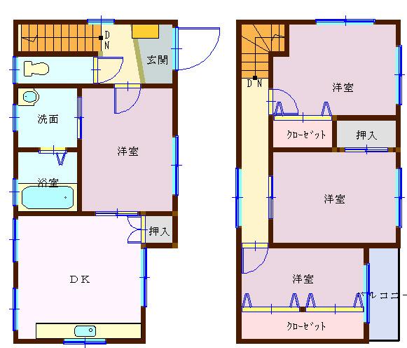 Floor plan. 16.5 million yen, 4DK, Land area 62.72 sq m , Building area 79.03 sq m