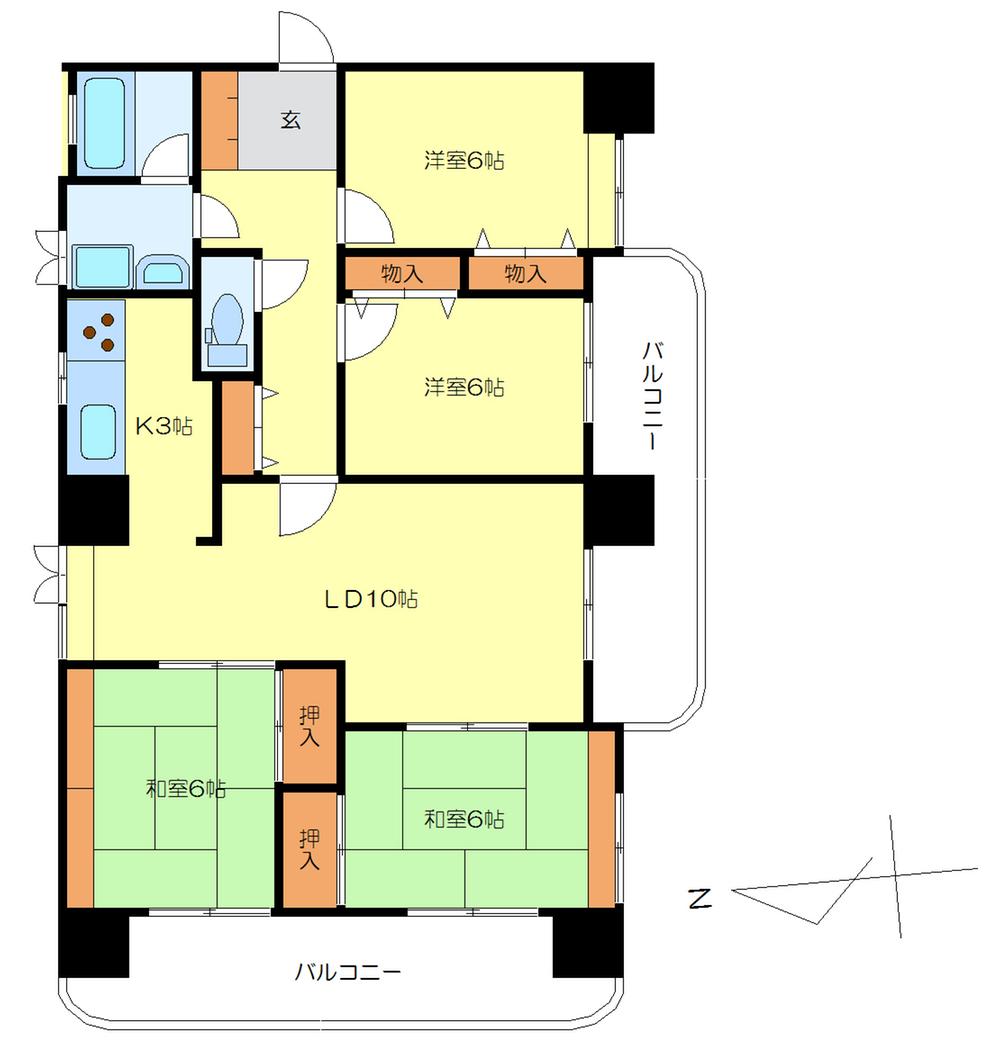 Floor plan. 4LDK, Price 18 million yen, Occupied area 90.23 sq m , 4LDK of balcony area 26.93 sq m angle rooms are Japanese-style room in the two-sided balcony, Western-style also has spacious 6 Pledge.