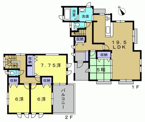 Floor plan. 31,900,000 yen, 4LDK, Land area 182.59 sq m , Building area 108.98 sq m 4LDK