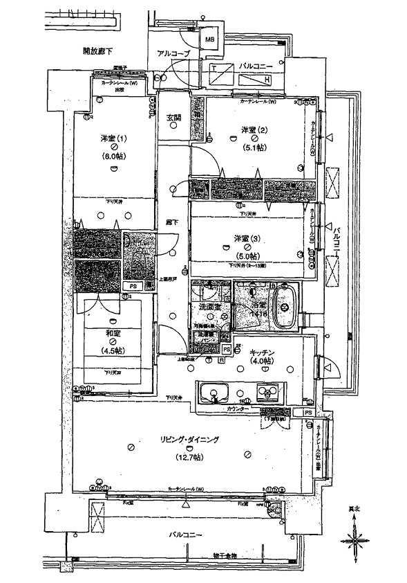 Floor plan. 4LDK, Price 30,800,000 yen, Occupied area 81.07 sq m , Balcony area 25.86 sq m 4K 12.7LD 4.5 Japanese-style room 6 Hiroshi 5.1 Hiroshi 5 Hiroshi