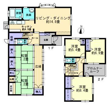 Floor plan. 32,800,000 yen, 5LDK, Land area 332.07 sq m , A building area of ​​149.5 sq m Hiroen is a floor plan of the Japanese-style