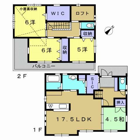 Floor plan. 26,800,000 yen, 4LDK, Land area 149.17 sq m , Building area 106.73 sq m 4LDK