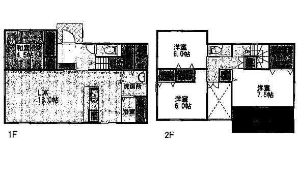 Floor plan. 24,800,000 yen, 4LDK, Land area 162.33 sq m , Building area 115.09 sq m 1F 18LDK 4.5 Japanese-style room toilet 2F 6 Hiroshi 6 Hiroshi 7.5 Hiroshi WIC toilet