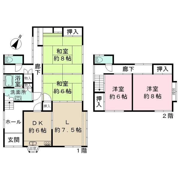Floor plan. 9.8 million yen, 4LDK, Land area 317.08 sq m , Building area 113.89 sq m Japanese-style room Tsuzukiai