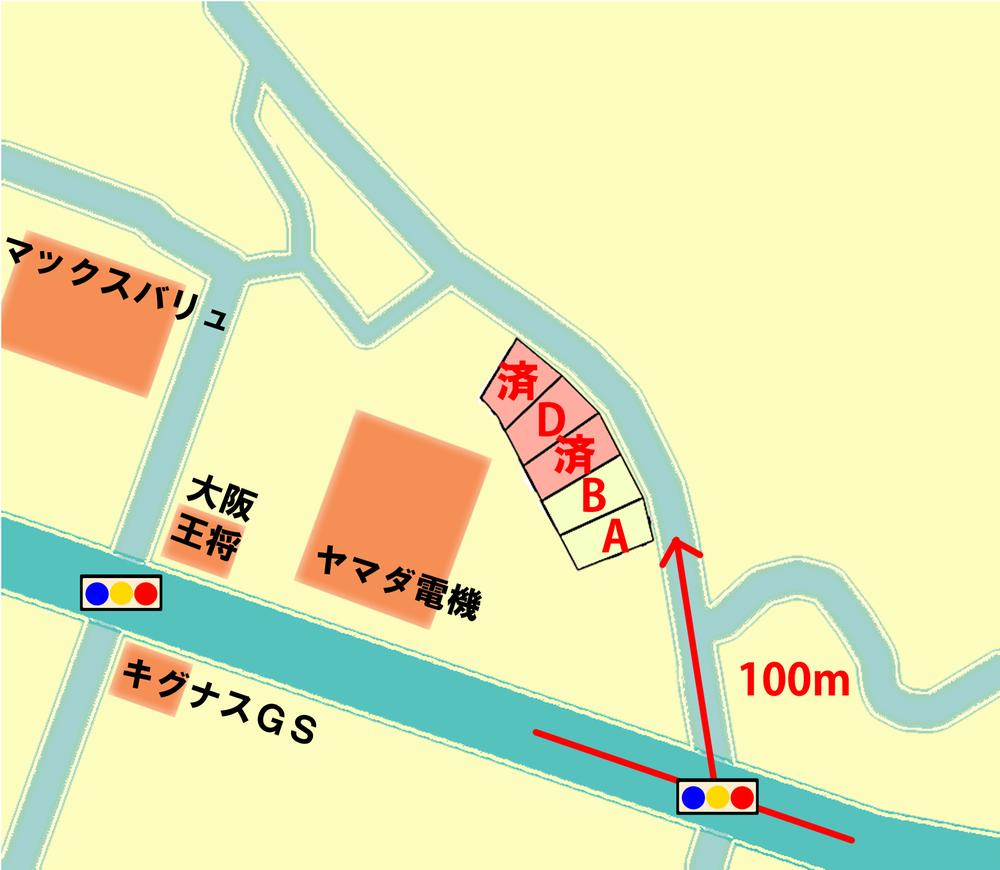Local guide map. About 100m from Shiraishi intersection