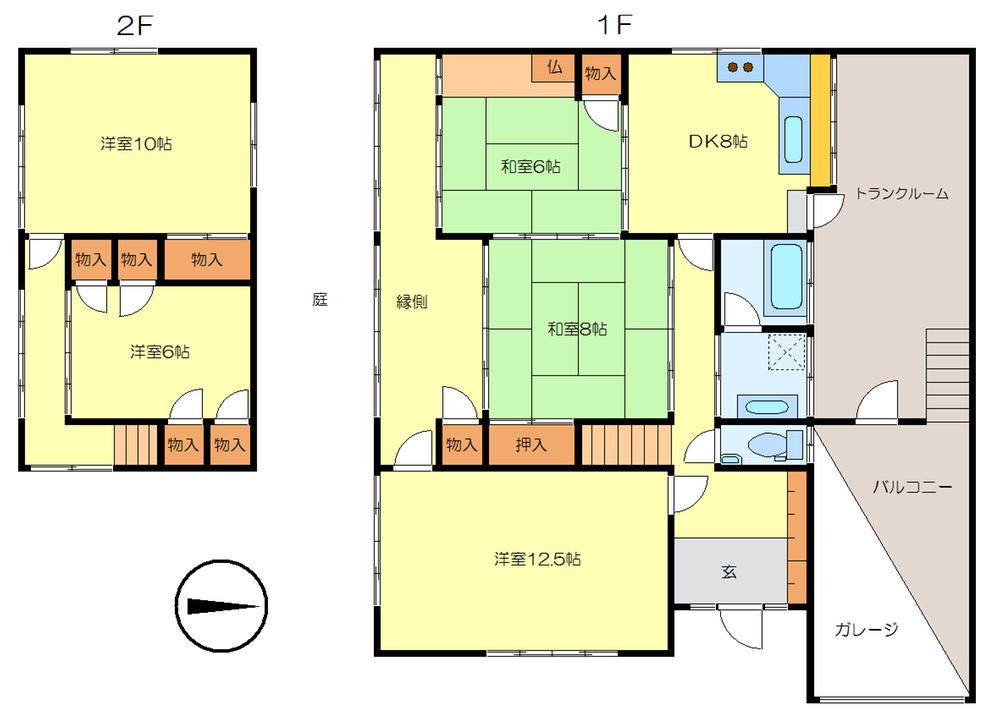 Floor plan. 19,800,000 yen, 5K, Land area 493.22 sq m , Building area 134.59 sq m wide floor plan