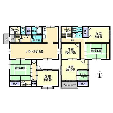 Floor plan. 8 million yen, 6LDK, Land area 178 sq m , Building area 130.26 sq m room number are also many.