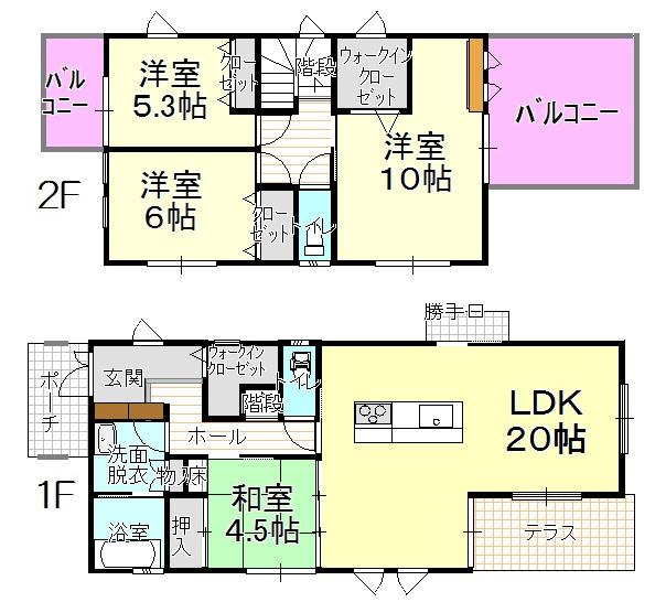 Floor plan. 26,900,000 yen, 4LDK + S (storeroom), Land area 158.14 sq m , Building area 112.61 sq m