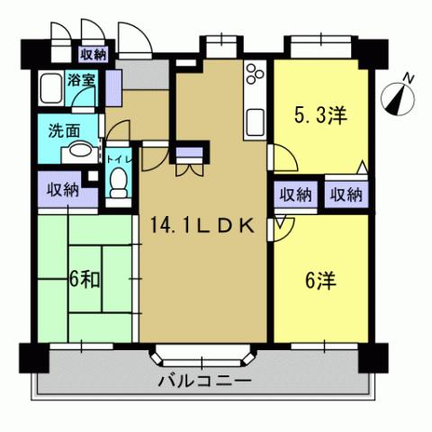 Floor plan. 3LDK, Price 9.8 million yen, Occupied area 67.49 sq m , Balcony area 14.79 sq m 3LDK