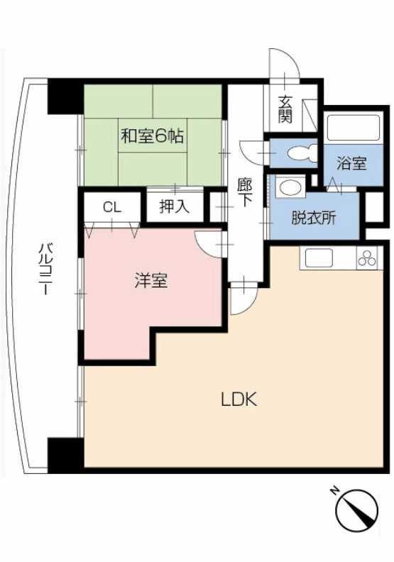 Floor plan. 2LDK, Price 15.6 million yen, Occupied area 62.37 sq m