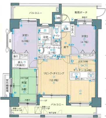 Floor plan. 3LDK, Price 17.8 million yen, Occupied area 69.53 sq m , Balcony area 20.69 sq m