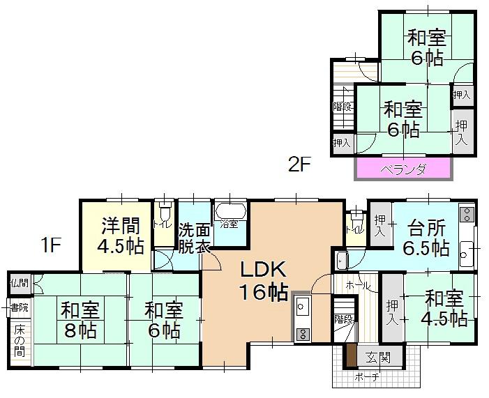 Floor plan. 6.7 million yen, 6LDDKK, Land area 318.95 sq m , Building area 132.46 sq m