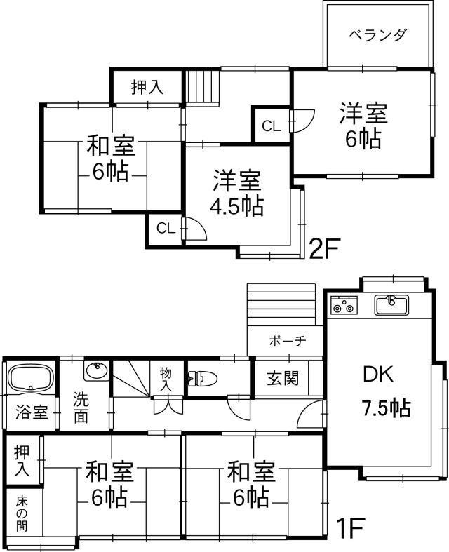 Floor plan. 5.9 million yen, 5DK, Land area 140.78 sq m , It is a building area of ​​84.46 sq m Zenshitsuminami facing 5DK.