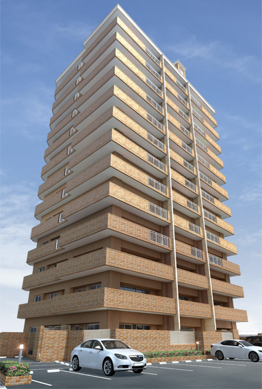 Buildings and facilities. 13-storey magnificent towering as a landmark of the city center of the "wide". Its elegant design also will continue to emit a beautiful shine forever. (Exterior view)