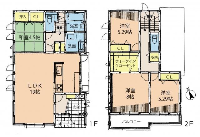 Floor plan. 25,800,000 yen, 4LDK, Land area 165.38 sq m , Building area 107.69 sq m