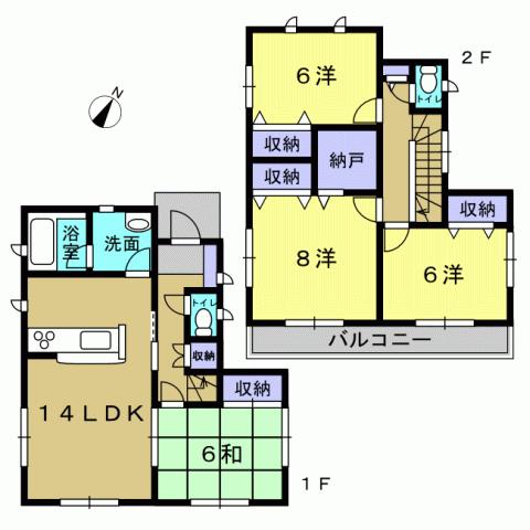 Floor plan. 15.8 million yen, 4LDK, Land area 162.45 sq m , Building area 96.39 sq m 4LDK