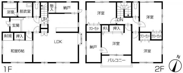 Floor plan. 15.8 million yen, 5LDK, Land area 169.08 sq m , Building area 127.52 sq m 5SLDK
