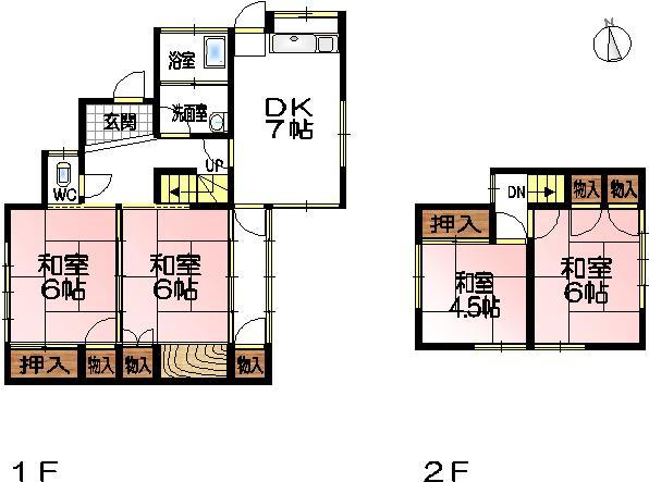 Floor plan. 5.8 million yen, 4DK, Land area 165.55 sq m , Building area 91.76 sq m