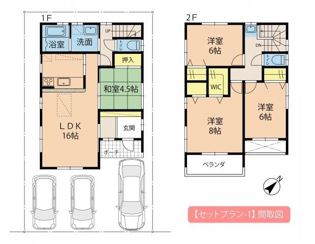 Compartment view + building plan example. Building plan example, Land price 5.9 million yen, Between the land area 112.87 sq m building set plan floor plan 1