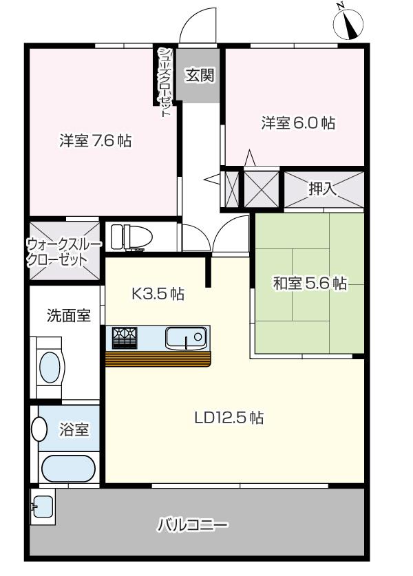 Floor plan. 3LDK, Price 20,900,000 yen, Occupied area 74.83 sq m , Balcony area 12.92 sq m