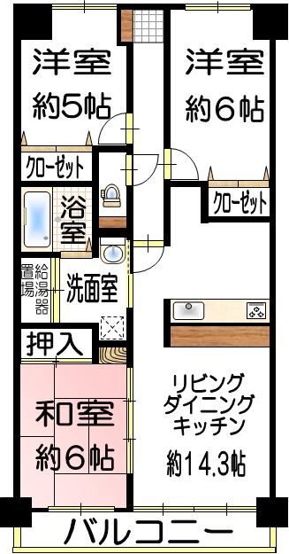 Floor plan. 3LDK, Price 13.5 million yen, Footprint 69 sq m , Balcony area 6.92 sq m