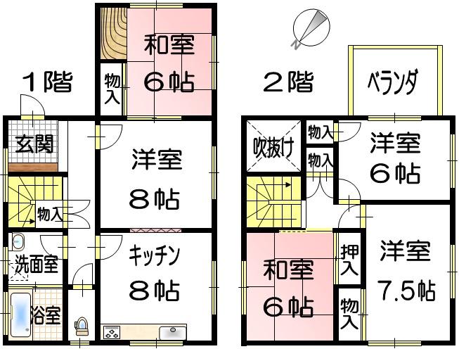 Floor plan. 7.8 million yen, 5K, Land area 216.6 sq m , Building area 105.24 sq m